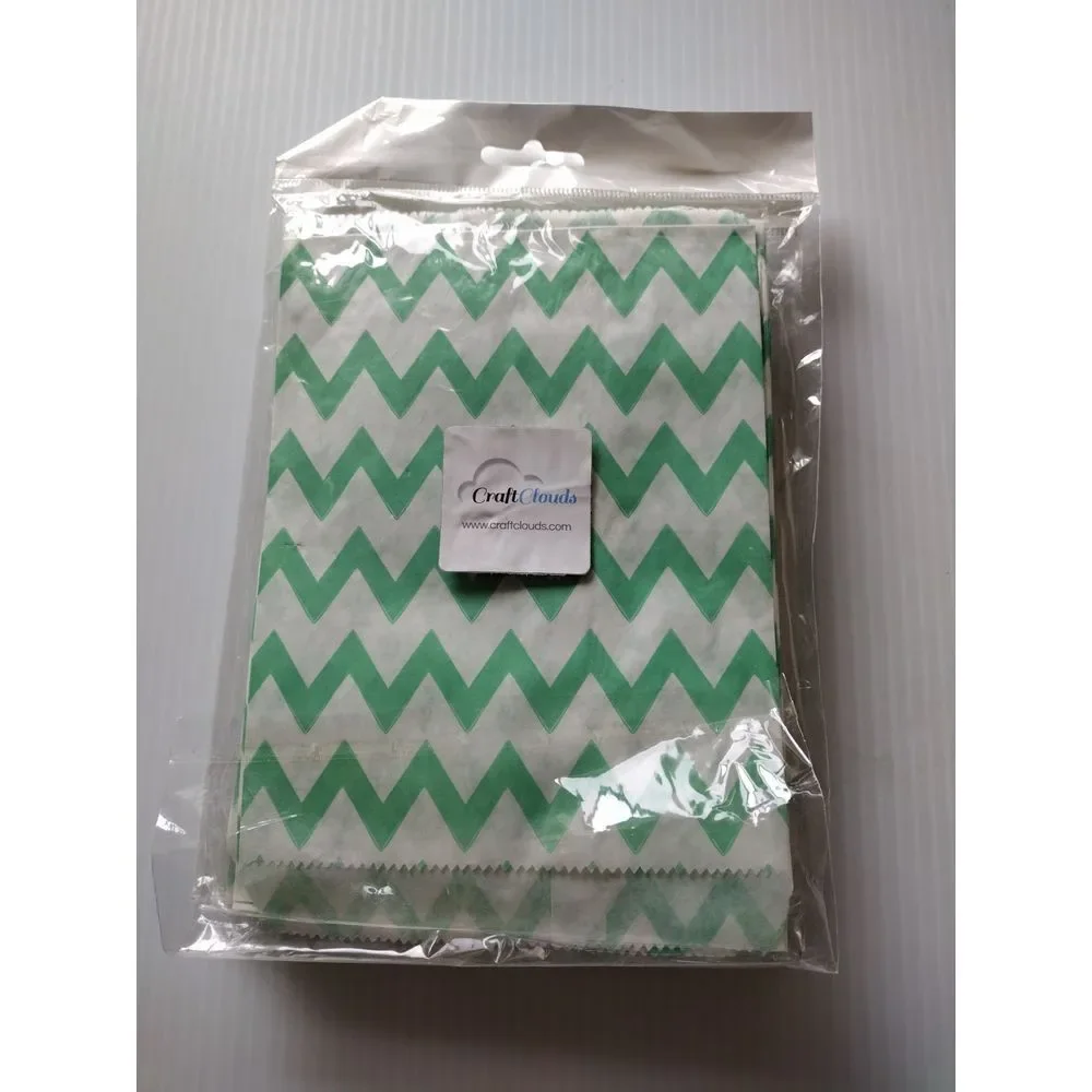 Craft Clouds 5X7 Paper Gift Bags Candy Teal Chevron ‎ Merchandise Bag 100 Pcs